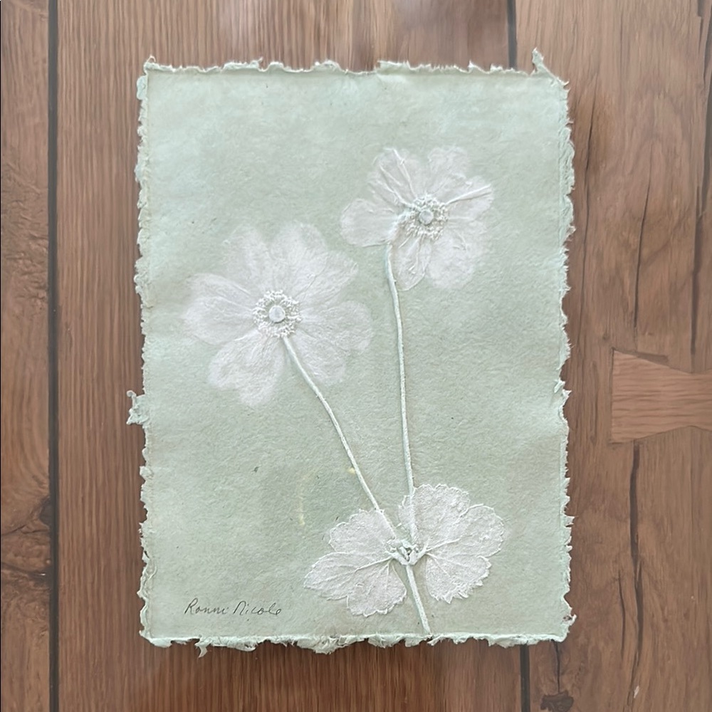 Handmade Floral Art on Textured Paper